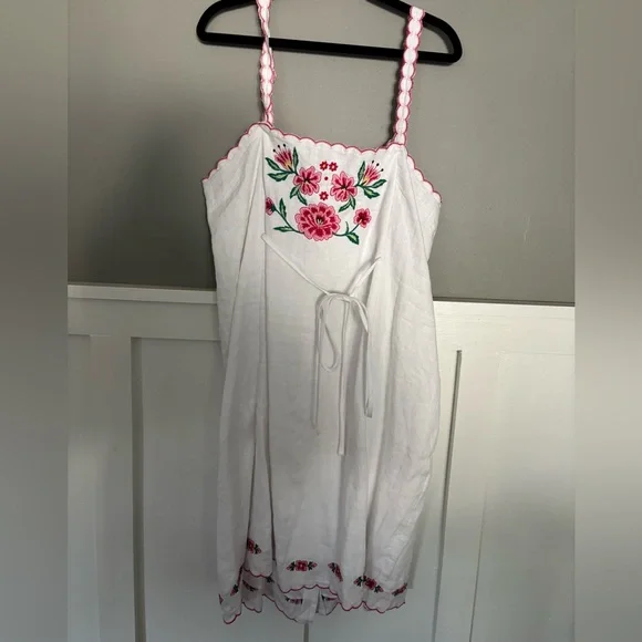 NWT J Crew Embroidered Mini Dress in Linen size 14 - Picture 4 of 5